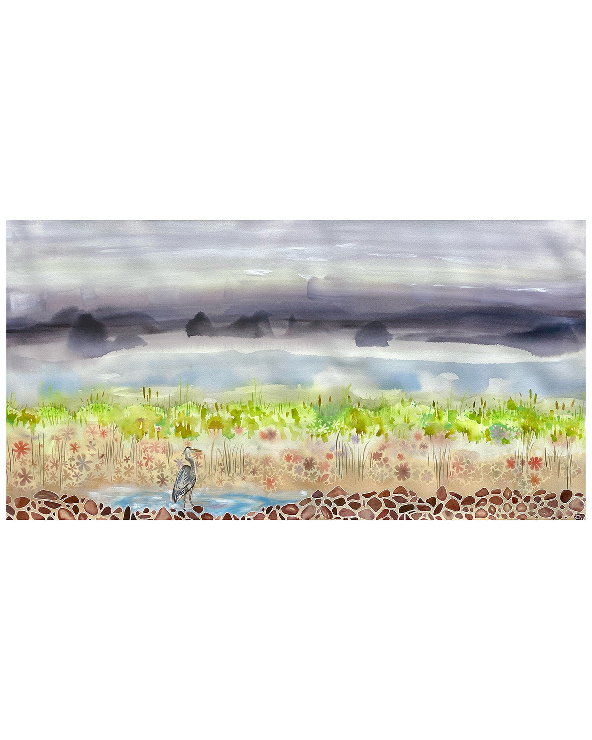 Marsh Heron Painting