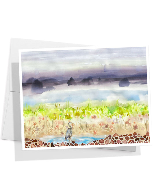 Marsh Heron Greeting Card