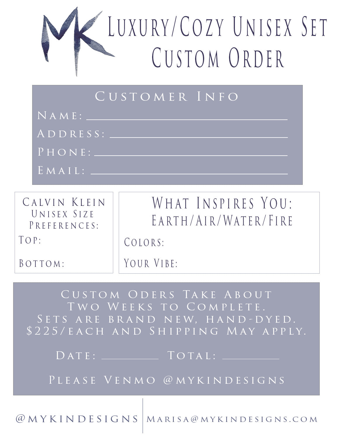 Hand-Dyed Custom Cozy Set Order